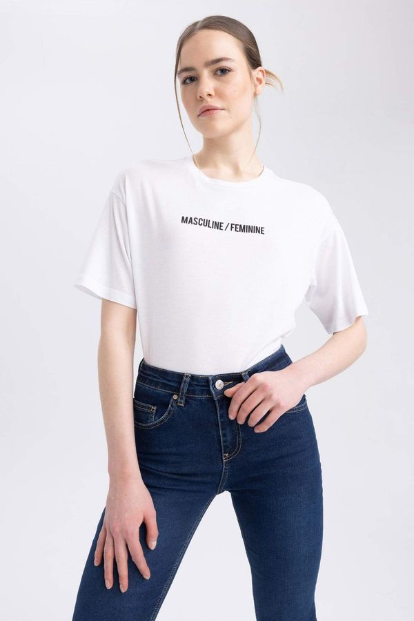 DEFACTO Sorbe X Defacto Crew Neck Slogan Printed T-Shirt