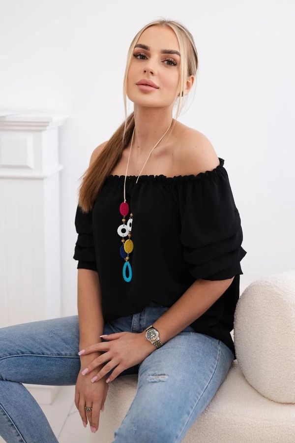 Kesi Spanish blouse with decorative sleeves black