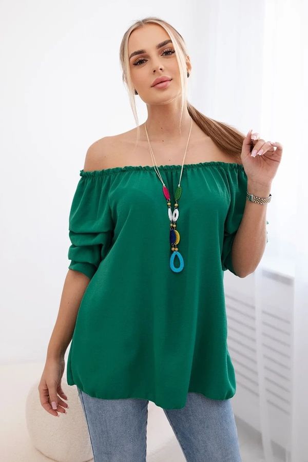Kesi Spanish blouse with decorative sleeves green