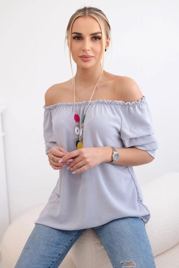 Kesi Spanish blouse with decorative sleeves grey