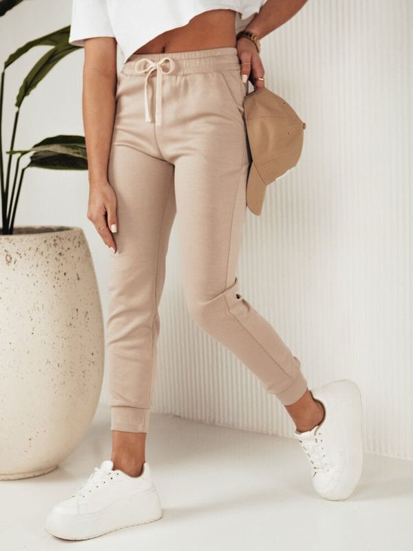 DStreet Spodnie damskie dresowe MILA beżowe Dstreet