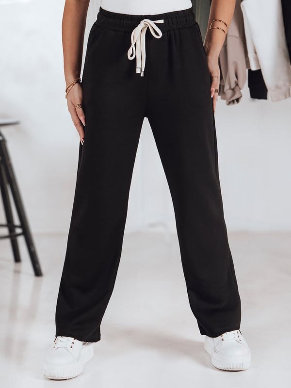 DStreet Spodnie damskie dresowe wide leg LOOSIS czarne Dstreet