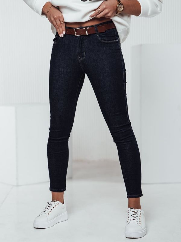 DStreet Spodnie damskie JEANLINE skinny z paskiem jeansowe Dstreet