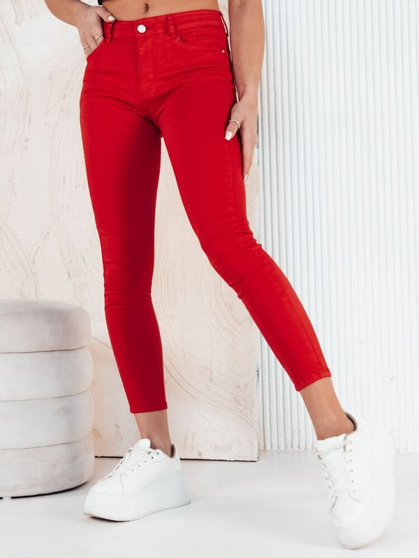 DStreet Spodnie damskie jeansowe CLARET czerwone Dstreet