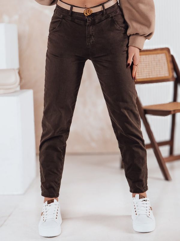DStreet Spodnie damskie jeansowe STREETSTYLE kawowe Dstreet