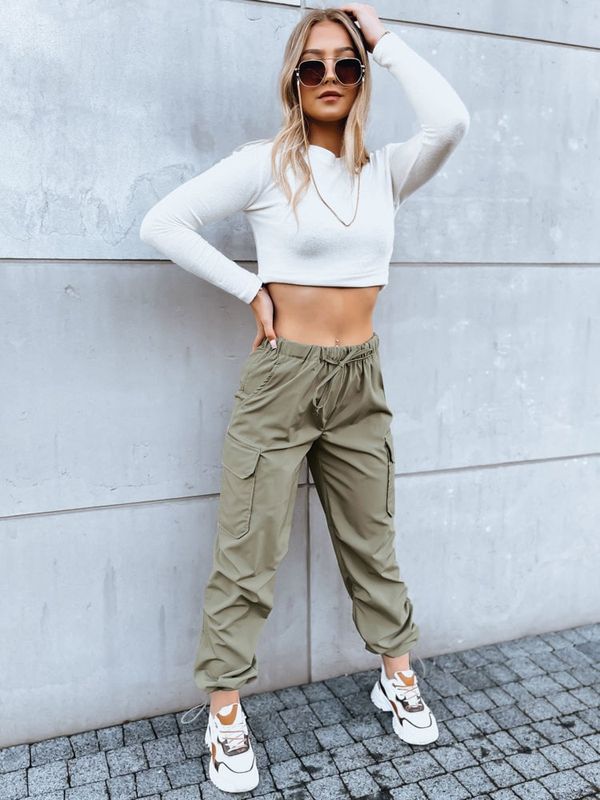 DStreet Spodnie damskie spadochronowe ALBUS zielone Dstreet