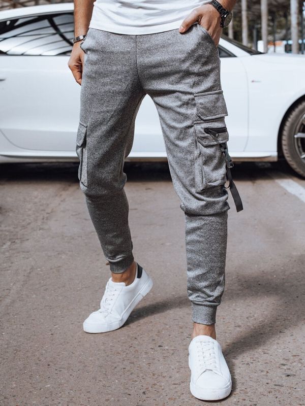 DStreet Spodnie męskie dresowe bojówki jasnoszare Dstreet