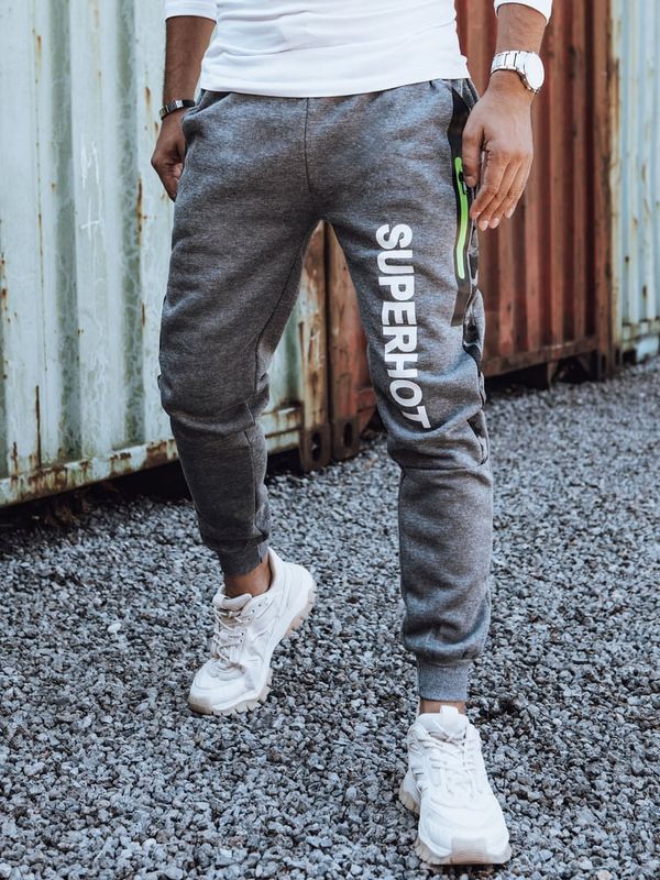 DStreet Spodnie męskie dresowe z nadrukiem antracytowe Dstreet