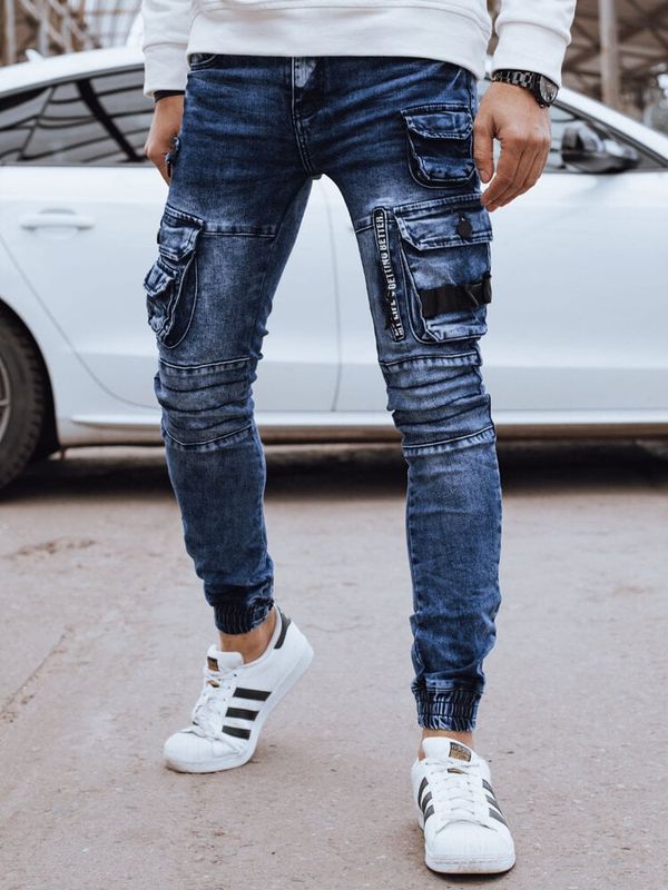 DStreet Spodnie męskie jeansowe bojówki niebieskie Dstreet