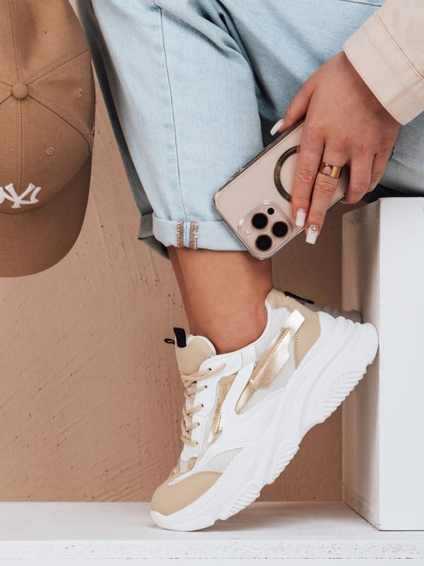DStreet Sportowe sneakersy damskie STEPLIFT złote Dstreet