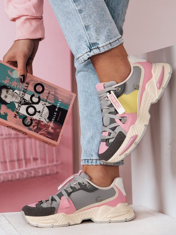 DStreet Sportowe sneamkersy damskie RUNKIK szare Dstreet