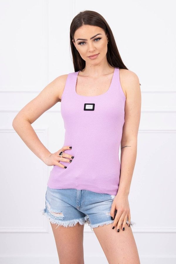 Kesi Striped blouse with a purple metal plate