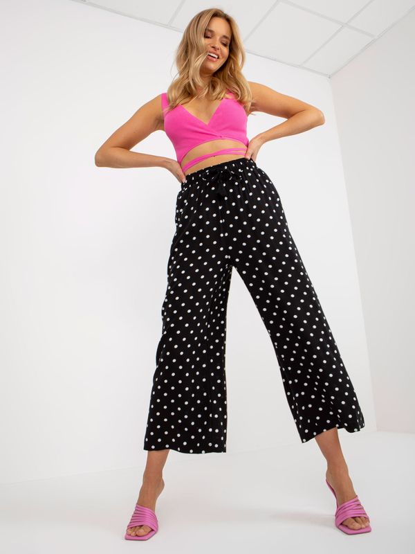 Fashionhunters SUBLEVEL black wide trousers with polka dots