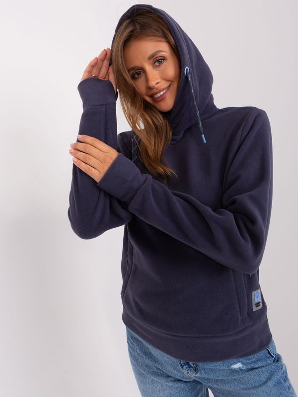 Fashionhunters SUBLEVEL Dark Blue Fleece Kangaroo Sweatshirt