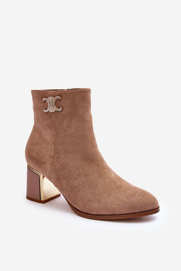 Kesi Suede ankle boots with embellishments, Beige Dwinja