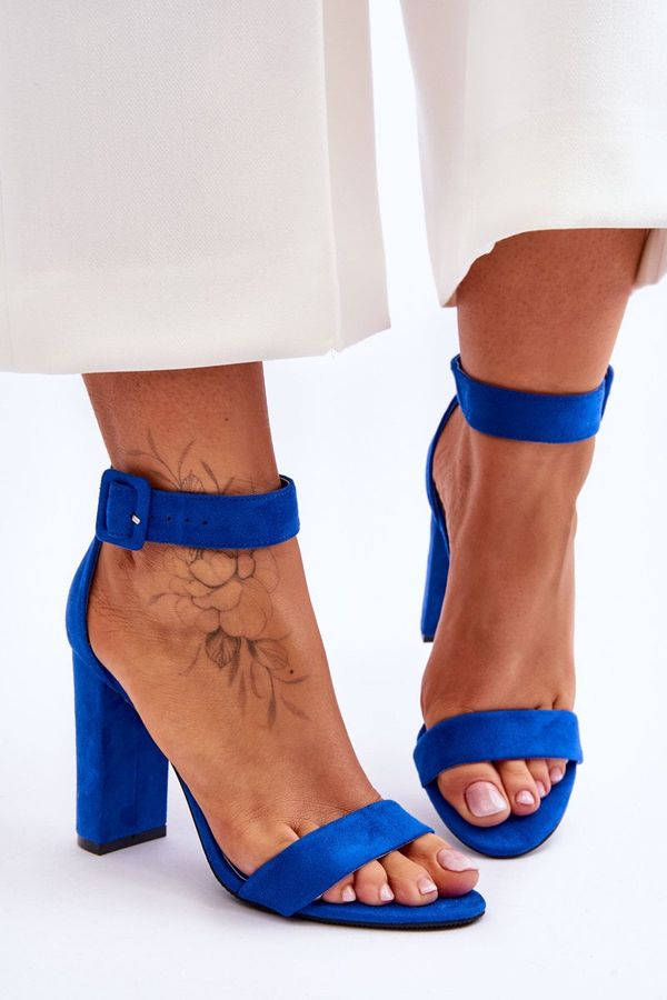 Kesi Suede High Heel Sandals Dark Blue Jacqueline