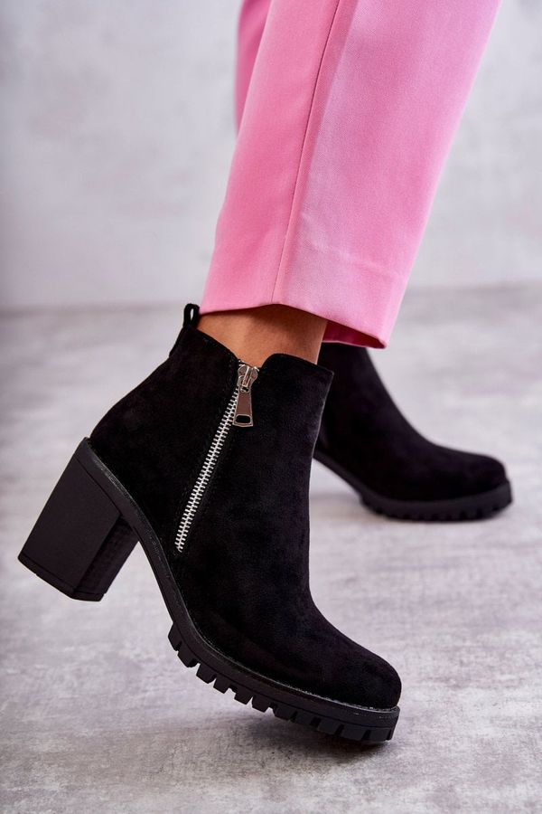 PG1 Suede high-heeled boots with zipper Black Sevione