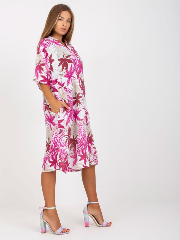 Fashionhunters Summer oversize pink dress with print