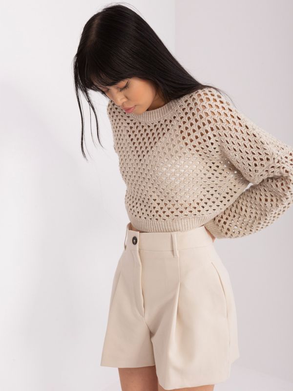 Fashionhunters Summer sweater jano beige with openwork pattern