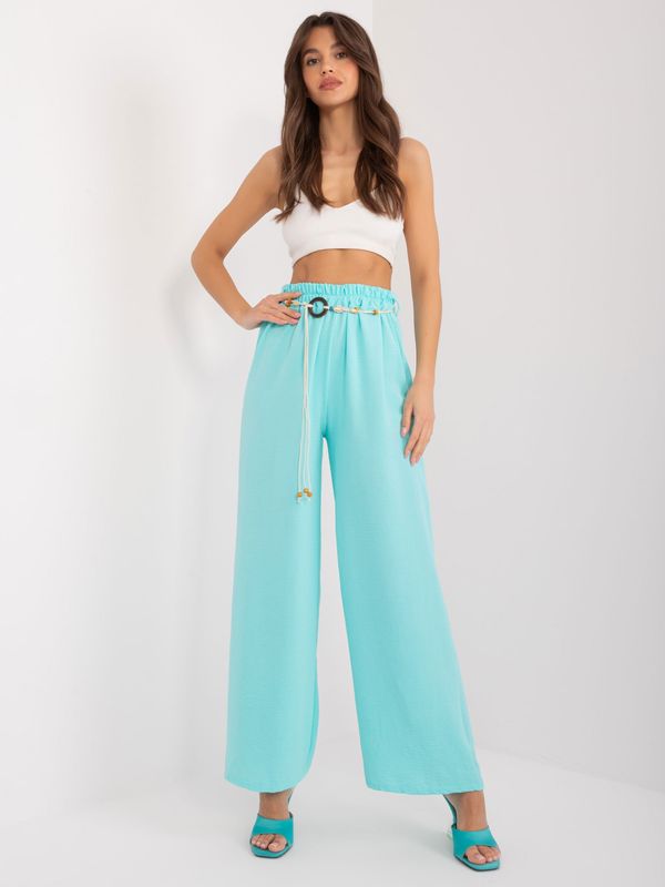 Fashionhunters Summer trousers made of mint fabric