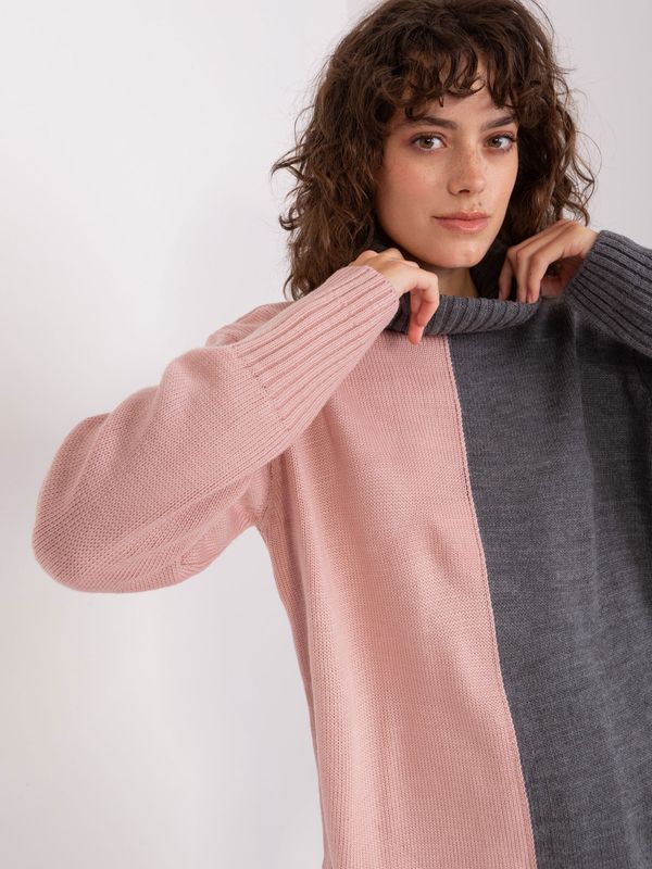 BADU Sweater-BA-SW-0234.65P-Grey-Pink