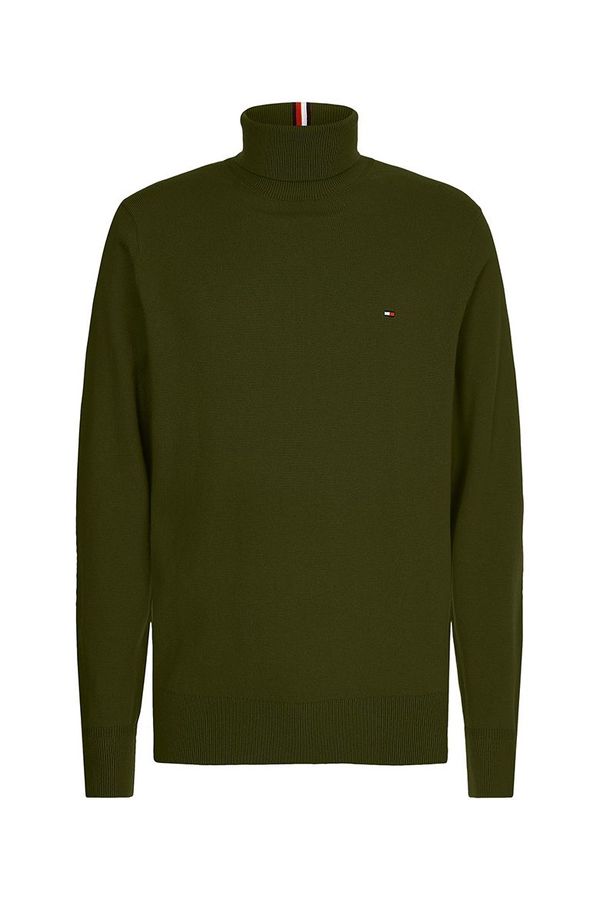 Tommy Hilfiger Sweater - Tommy Hilfiger PIMA COTTON CASHMERE ROLL NECK green