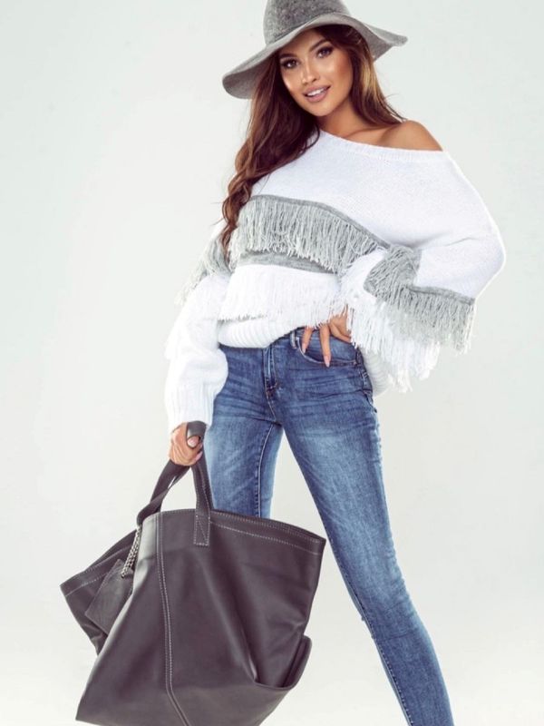 By o la la Sweater white By o la la cxp1221.white/grey