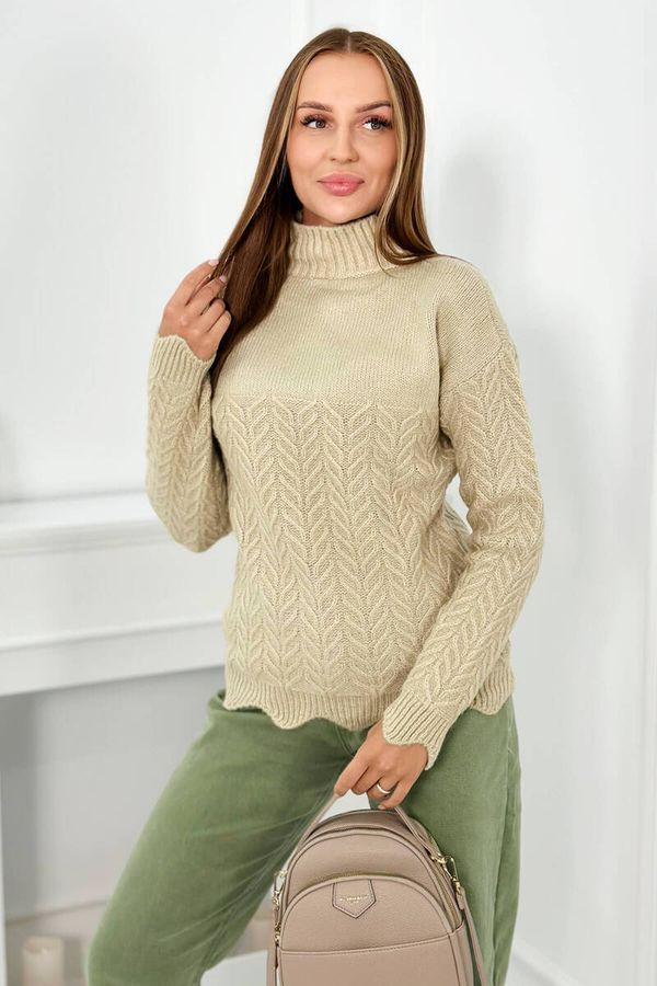 Kesi Sweater with decorative frill in beige color