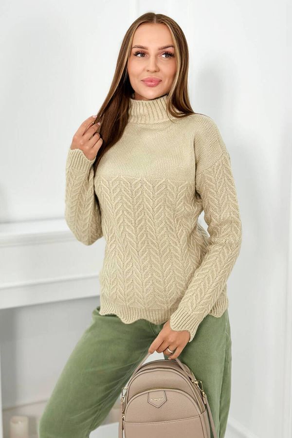 Kesi Sweater with decorative ruffle in beige color