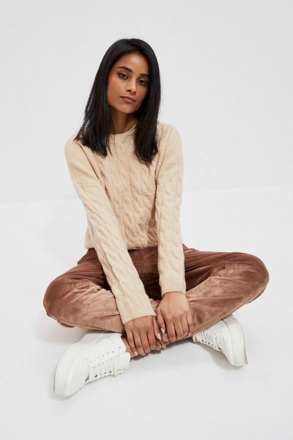 Moodo Sweater with decorative strings - beige