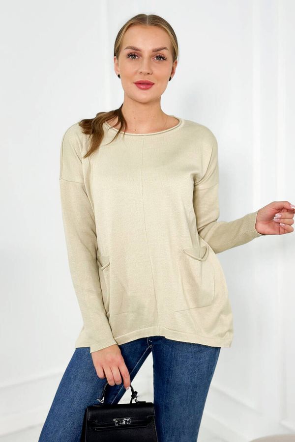 Kesi Sweater with front pockets beige