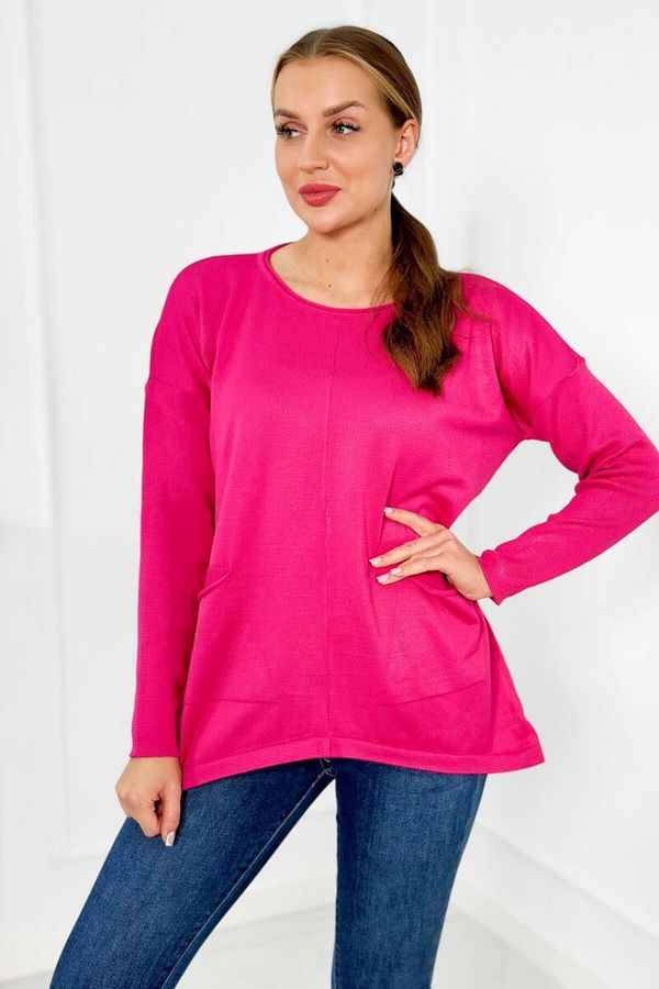 Kesi Sweater with fuchsia-colored front pockets