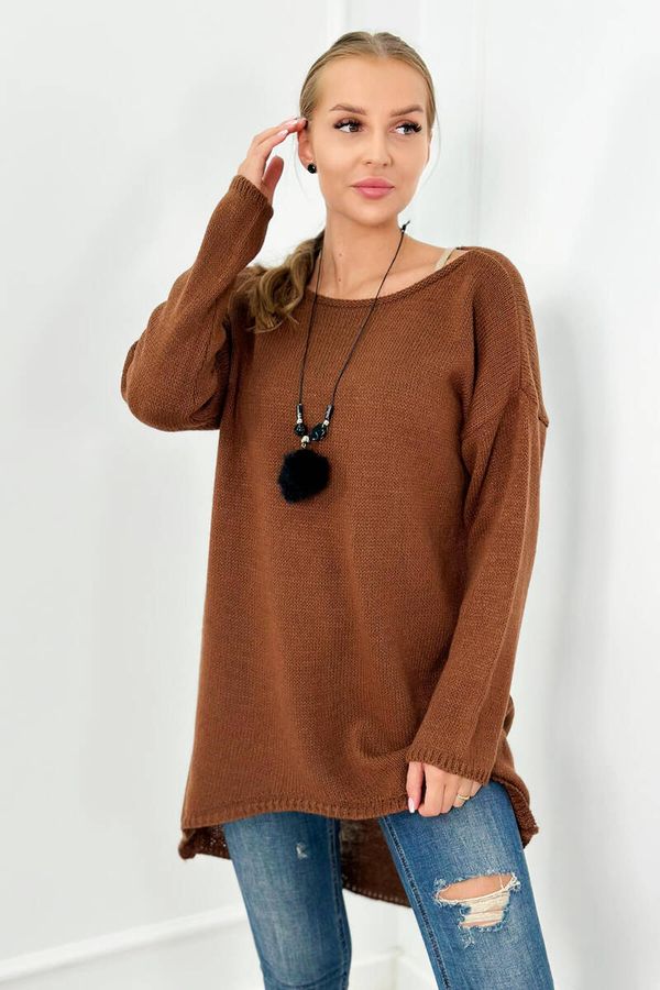 Kesi Sweater with necklace brown