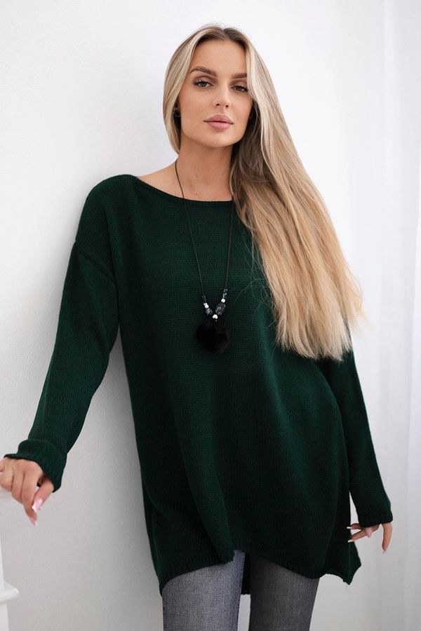 Kesi Sweater with necklace dark green