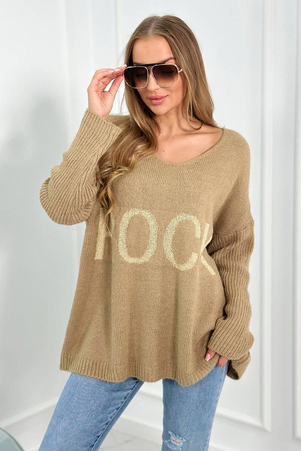 Kesi Sweater with the inscription Rock dark beige