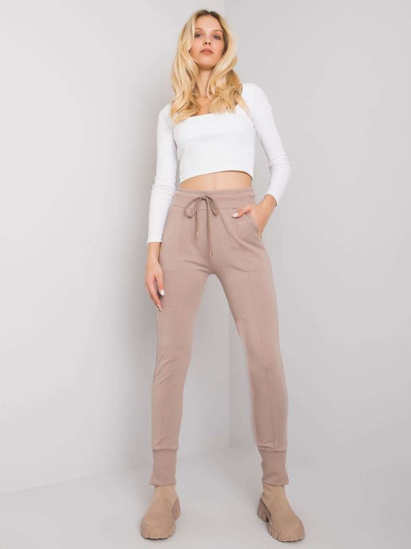 RUE PARIS Sweatpants-RV-DR-7358.06P-dark beige