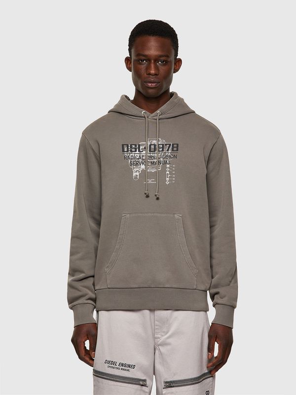 Diesel Sweatshirt - DIesel SGIRKHOODB3 SWEATSHIRT pale green