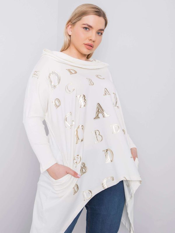 Fashionhunters Sweatshirt Ecru plus sizes with print