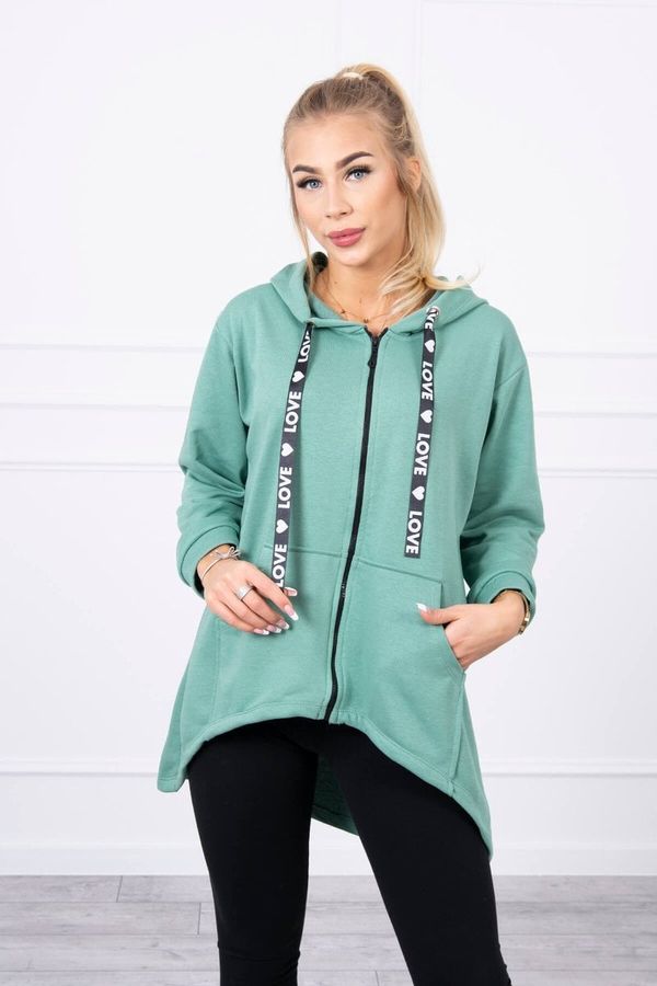 Kesi Sweatshirt with a longer back and a hood dark mint