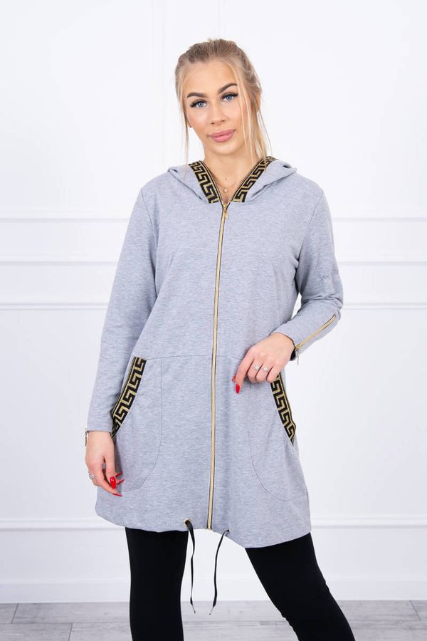 Kesi Sweatshirt with decorative strap of gray color