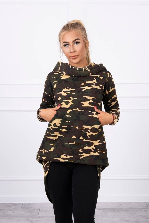 Kesi Sweatshirt with long back camo khaki+brown