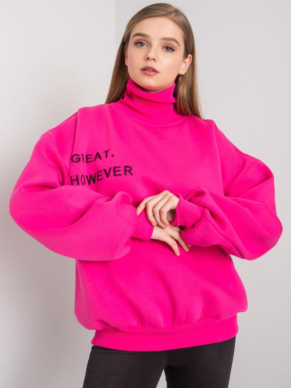 Fashionhunters Sweatshirt with turtleneck and fuchsia filling