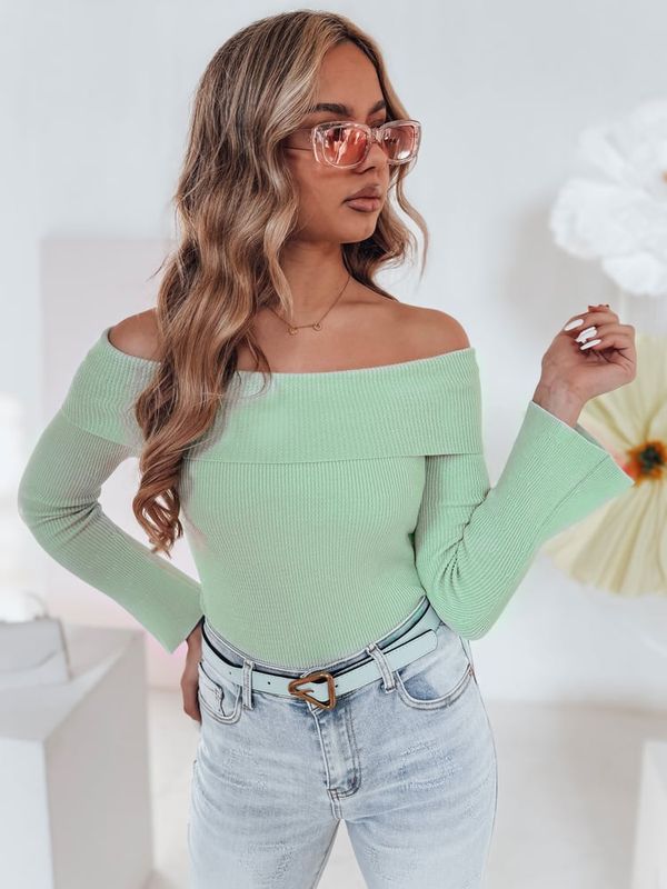 DStreet Sweter damski one size z odkrytymi ramionami SHOWIT jasnozielony Dstreet