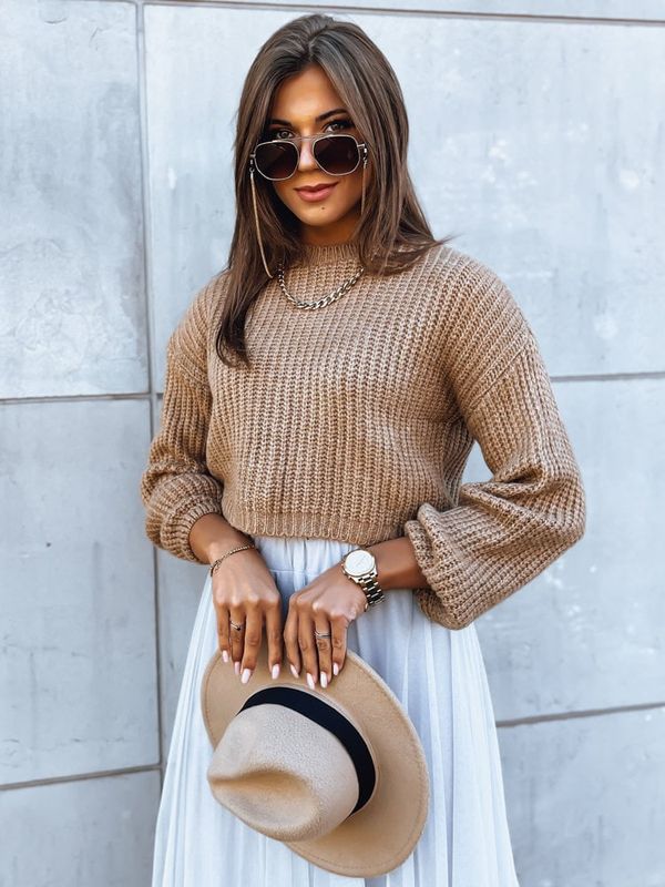 DStreet Sweter damski oversize BILLIS ciemnobeżowy Dstreet