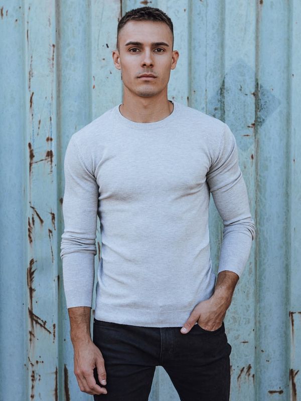 DStreet Sweter męski klasyczny jasnoszary Dstreet