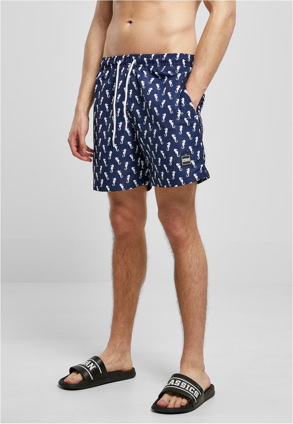 Urban Classics Swim shorts with navyseahorse pattern