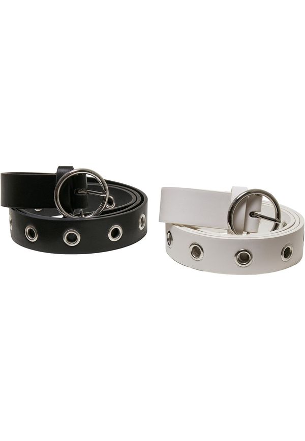 Urban Classics Accessoires Synthetic leather eyelet strap 2 packs black/white