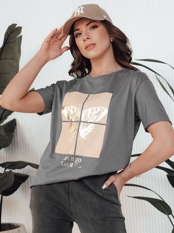 DStreet T-shirt damski GLOWY grafitowy Dstreet