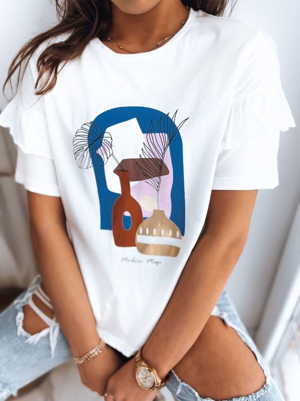 DStreet T-shirt damski MODENRN MEGE ecru Dstreet