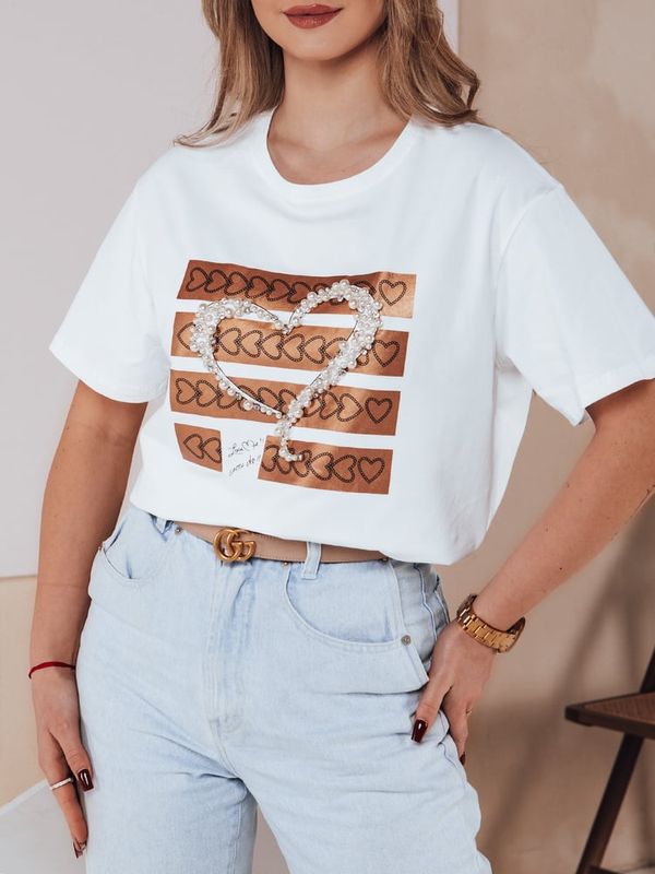 DStreet T-shirt damski z nadrukiem PEARLOVE biała Dstreet